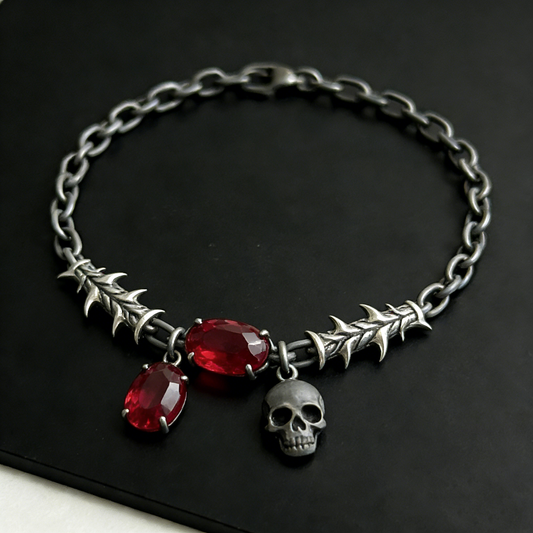 Skull Red Agate Bracelet