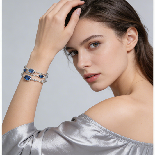 Sapphire Layered Chain Bracelet