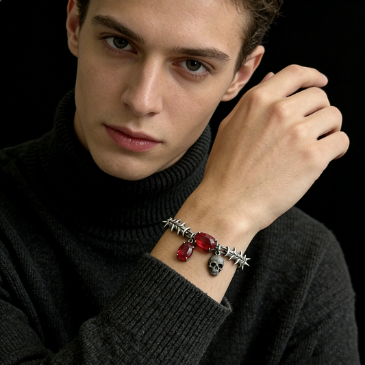 Skull Red Agate Bracelet