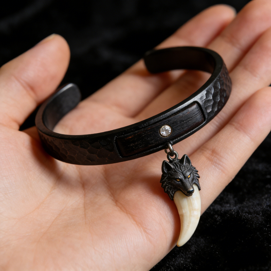 Wolf Fang Hammered Cuff