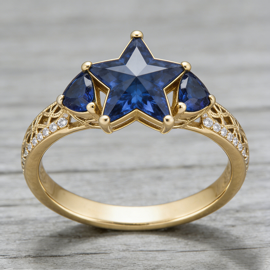 Starlight Sapphire Gold Ring
